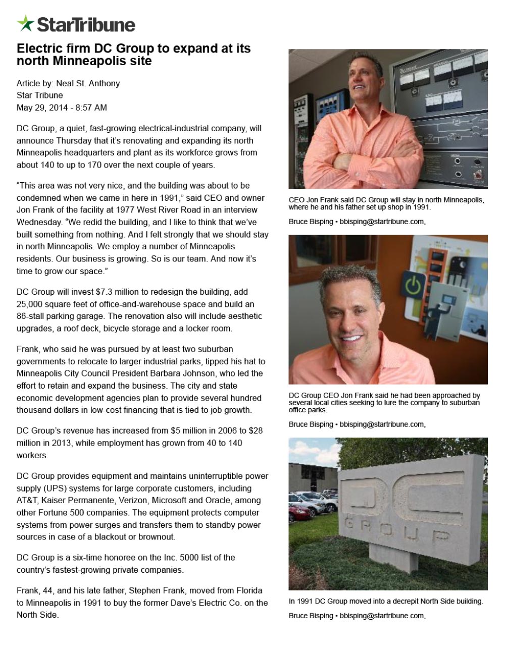 Star Tribune Print Page Feature